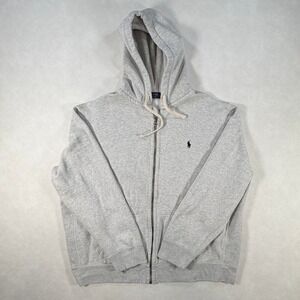 Polo Ralph Lauren Mens XXL Heather Gray Full Zip Hoodie Waffle Lined Fleece
